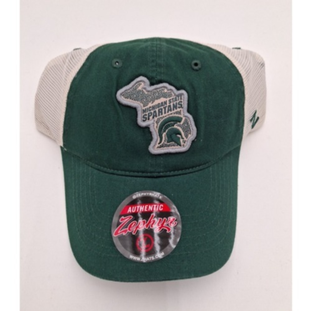 Michigan State Spartans Tide Zephyr Green "Freeway" Mesh Adj. Slouch Hat, New